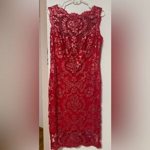 Tadashi Shoji red mid length dress